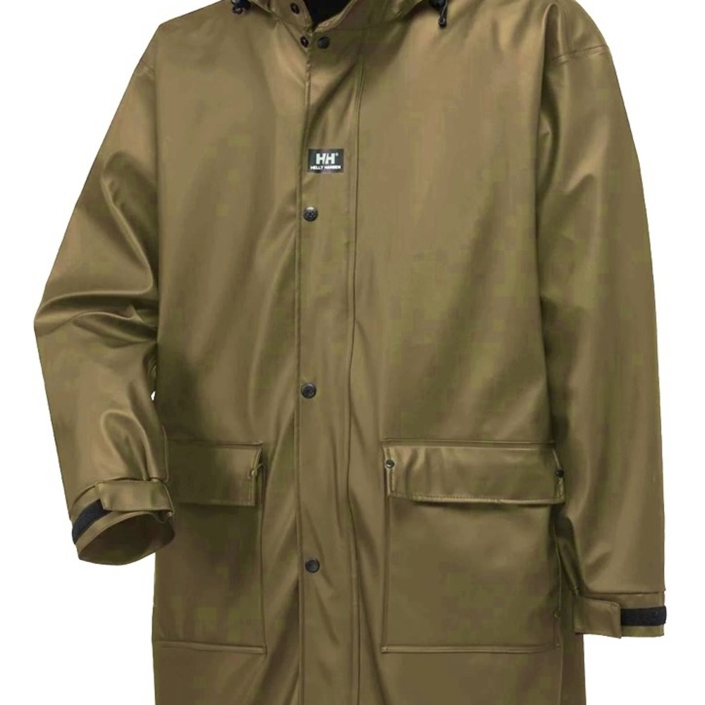 Helly Hansen Men's “Impertech” Long Raincoat (Khaki color, Size Large)